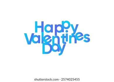 Happy Valentines Day Blue Gradient Text Design