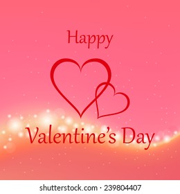 happy valentine's day with bokeh and lens flare pattern on sweet pink background (vector) 
