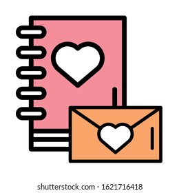 happy valentines day book with heart icon vector illustration design