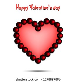 Happy Valentines Day. Bowling balls laid out in the shape of the heart on isolated background. Design pattern for greeting card, banner, poster, flyer,  invitation party. Vector illustration