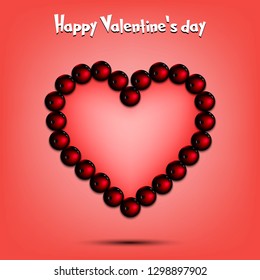 Happy Valentines Day. Bowling balls laid out in the shape of the heart on isolated background. Design pattern for greeting card, banner, poster, flyer,  invitation party. Vector illustration