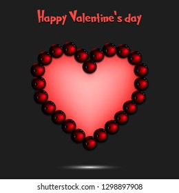 Happy Valentines Day. Bowling balls laid out in the shape of the heart on isolated background. Design pattern for greeting card, banner, poster, flyer,  invitation party. Vector illustration