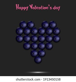 Happy Valentines Day. Bowling balls located in the form of a heart. Design pattern on the bowling theme for greeting card, logo, emblem, banner, poster, flyer, badges. Vector illustration