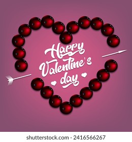 Happy Valentines Day. Bowling balls laid out in the shape of the heart. Design pattern for greeting card, banner, poster, flyer, invitation party. Vector illustration on isolated background