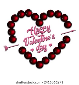 Happy Valentines Day. Bowling balls laid out in the shape of the heart. Design pattern for greeting card, banner, poster, flyer, invitation party. Vector illustration on isolated background