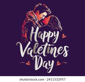 Happy Valentines Day, boyfriend and girlfriend, romantic, simple , vector, cool font, cursive font