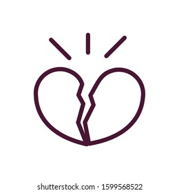 happy valentines day broken heart love romantic feeling icon vector illustration thick line