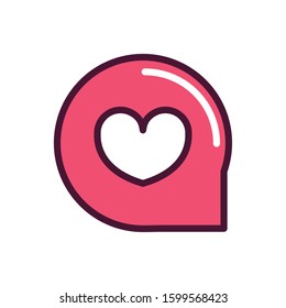 happy valentines day bubble heart love romantic feeling icon vector illustration