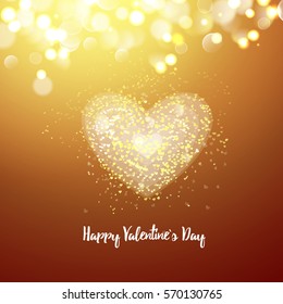 Happy Valentines day cad. Big heart. Decorative light background with lot of little hearts. Vector illustration