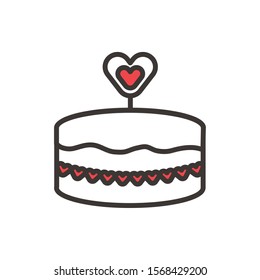 happy valentines day cake with heart icon vector illustration design