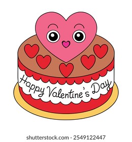 Happy valentine's day cake vector art illustration.