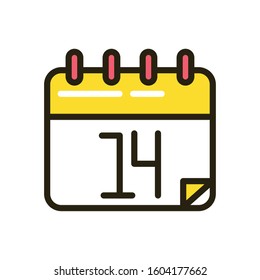 happy valentines day calendar with 14 date vector illustration design