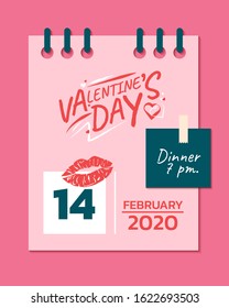 Happy Valentine's Day calendar, Valentines Day background with kisses, Valentine card and poster