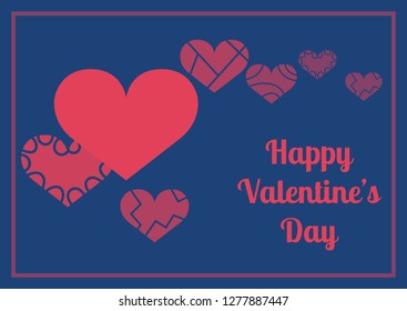 Happy Valentine's Day calligraphic design with the image of decorative hearts for invitation or greeting card. Vector EPS10