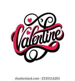 Happy Valentine's Day Calligraphy Art Vector - Elegant Love-Themed Design