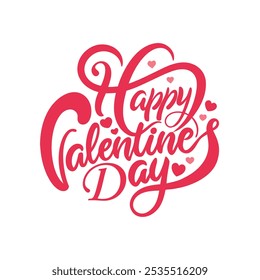 Happy Valentine's Day Calligraphy Art Vector - Elegant Love-Themed Design