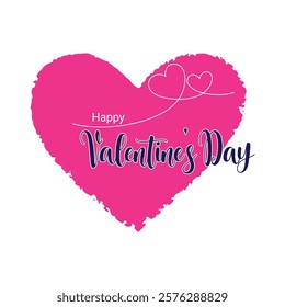 Happy Valentines Day Calligraphy Colorful holiday Banner with Heart shape. Design for card, banner, poster design and social media post.