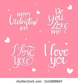 Happy Valentine's day calligraphy on pink Backgrounds , Valentine's day background