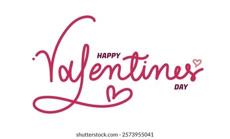 Happy Valentines Day Calligraphy with pink text and white background. 