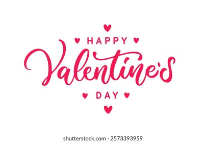 Happy Valentines Day calligraphy text design composition isolated on white background.