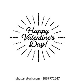 ¡Feliz Día de San Valentín! Texto del vector de caligrafía con ráfaga de sol o salpicadura sobre fondo blanco. Texto con estilo para tarjeta de saludo, volante, póster y promoción de ventas.