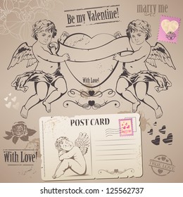 Happy Valentine's Day card with angels for your design