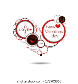 Happy Valentine's Day Card, art heart shape. vector