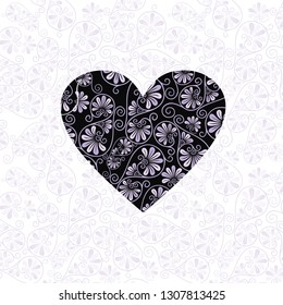 Happy Valentine's day card background with heart. Vector illustration for greeting postcard, romantic wedding invitation, save the date card templates. 