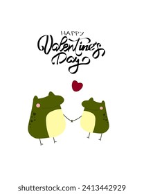  Happy Valentine's Day. Valentine's Day card. Valentines background. Lovely fogs. Frogs hold on to handles