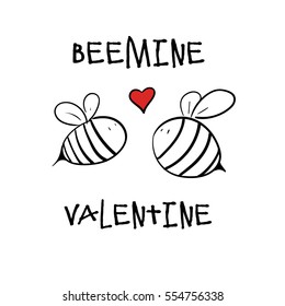 Happy valentines day card. Bees concept isolated