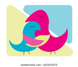 Happy valentine's day card - birds in love
