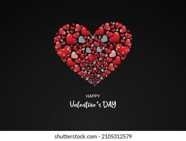 Happy Valentine's day card with black background Free Vector