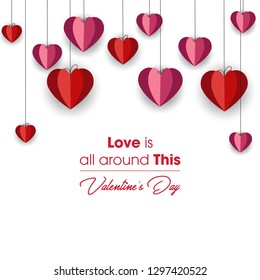 Happy valentines day card. border design with Heart Shaped Balloons. Vector illustration.Wallpaper.flyers, invitation, posters, brochure, banners. - Vector