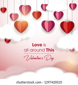 Happy valentines day card. border design with Heart Shaped Balloons. Vector illustration.Wallpaper.flyers, invitation, posters, brochure, banners. - Vector