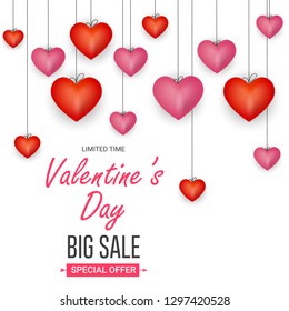 Happy valentines day card. border design with Heart Shaped Balloons. Vector illustration.Wallpaper.flyers, invitation, posters, brochure, banners. - Vector