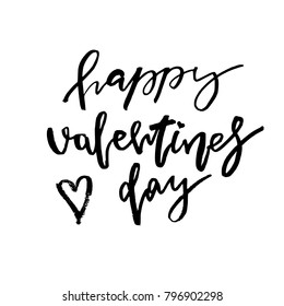 Happy Valentines day card with calligraphy text on white background. Template for Greetings, Congratulations, Housewarming posters, Invitation, Photo overlay. Vector illustration