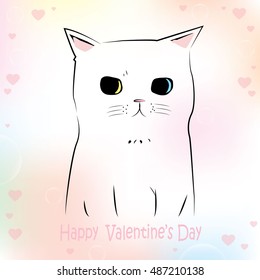 happy valentine's day card.  cartoon kitten.