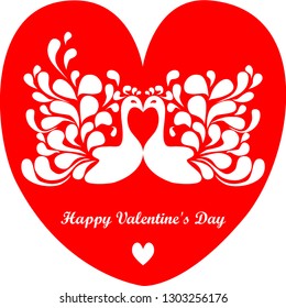 Happy Valentine's Day. Card with couple of birds.
