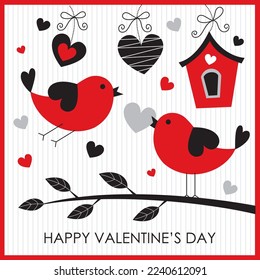 Happy valentine's day card with a couple of love birds