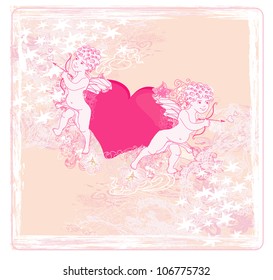 happy valentines day card with cupid