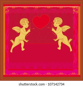 happy valentines day card with cupid