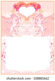  happy valentines day card with cupid