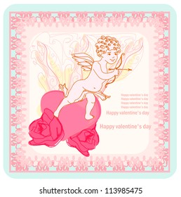  happy valentines day card with cupid