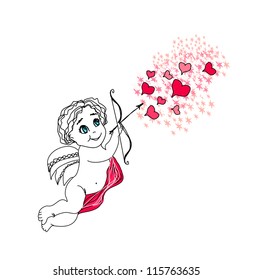  happy valentines day card with cupid