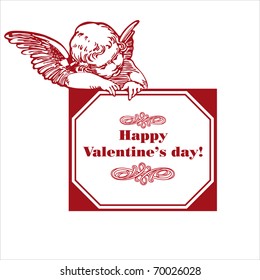  happy valentine's day card with cupid isolated over white