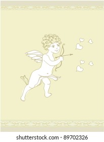 happy valentine's day card with cupid