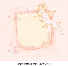 happy valentine's day card with cupid