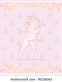 happy valentine's day card with cupid