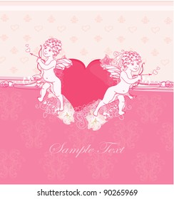 happy valentine's day card with cupid