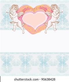 happy valentine's day card with cupid